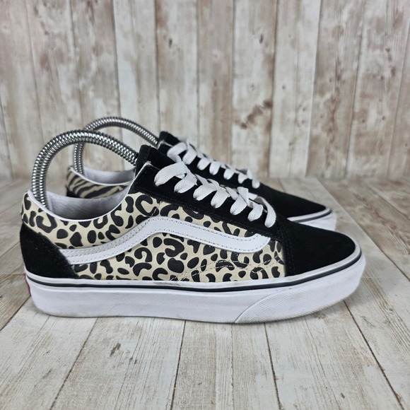 Vans Old Skool Leopard Zebra Print Suede Canvas Women's Sneakers - Picture 1 of 8